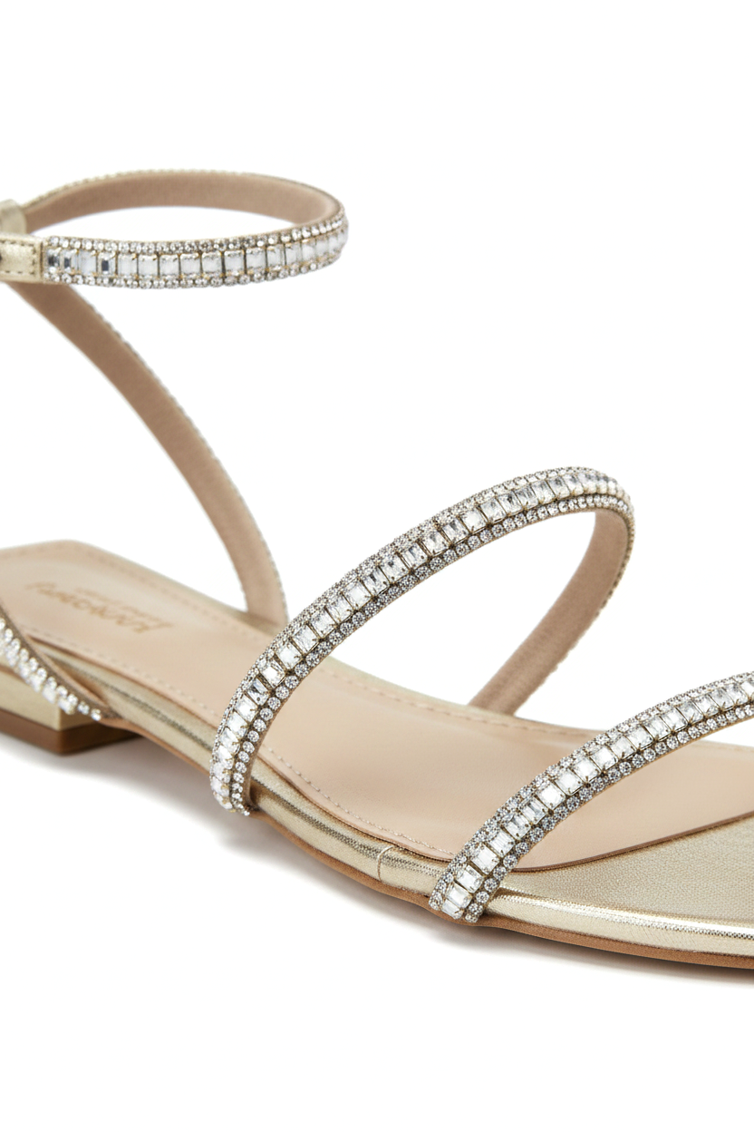 Aroeira Gold Leather Sandals – Crystal Straps