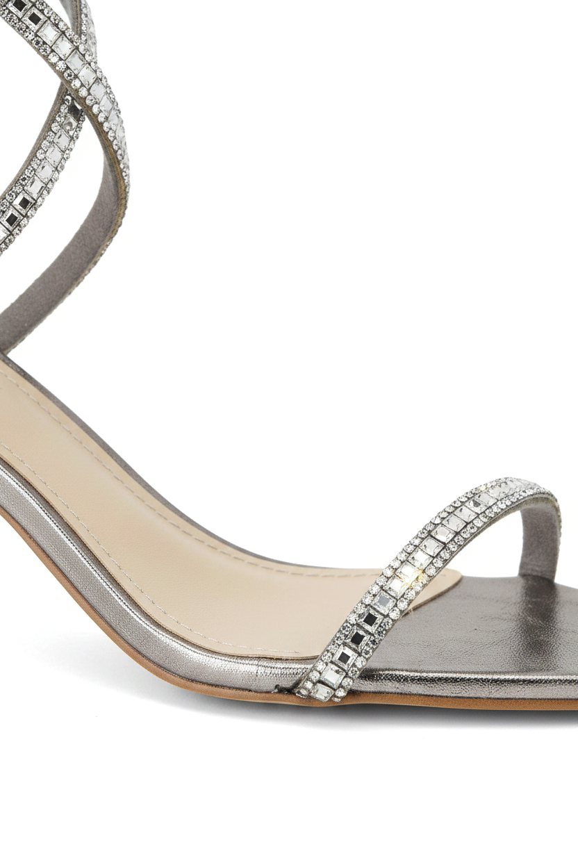 Aroeira Silver Leather Sandals – 8cm Heel