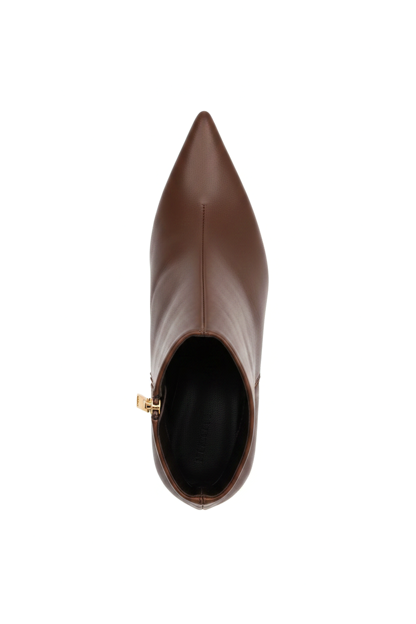 Mabea Brown Leather Ankle Boots – Pointed Toe, 6.4cm Flared Heel