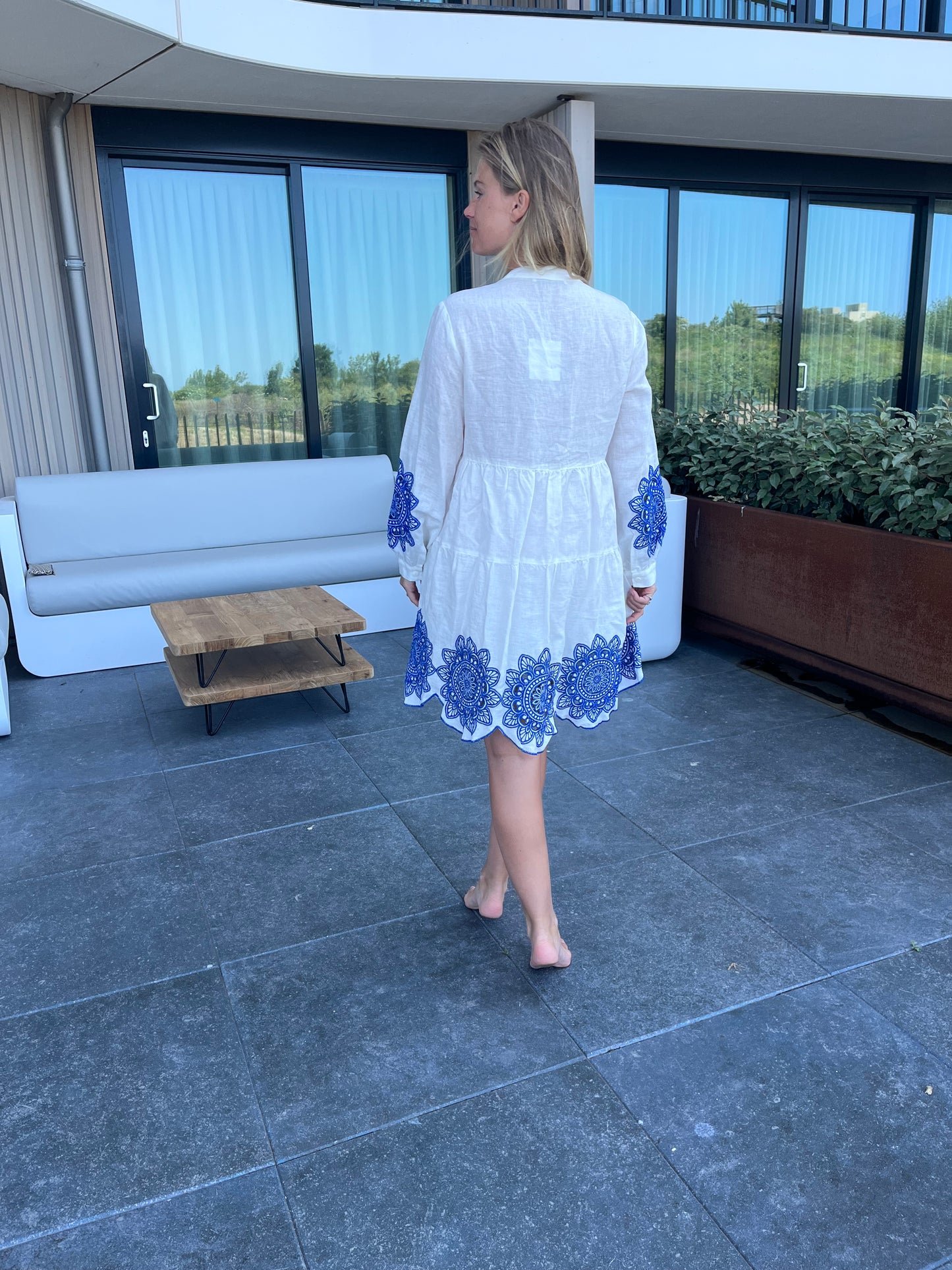 Jurk | Greek Archaic Kori White/Blue - For Models and Mermaids