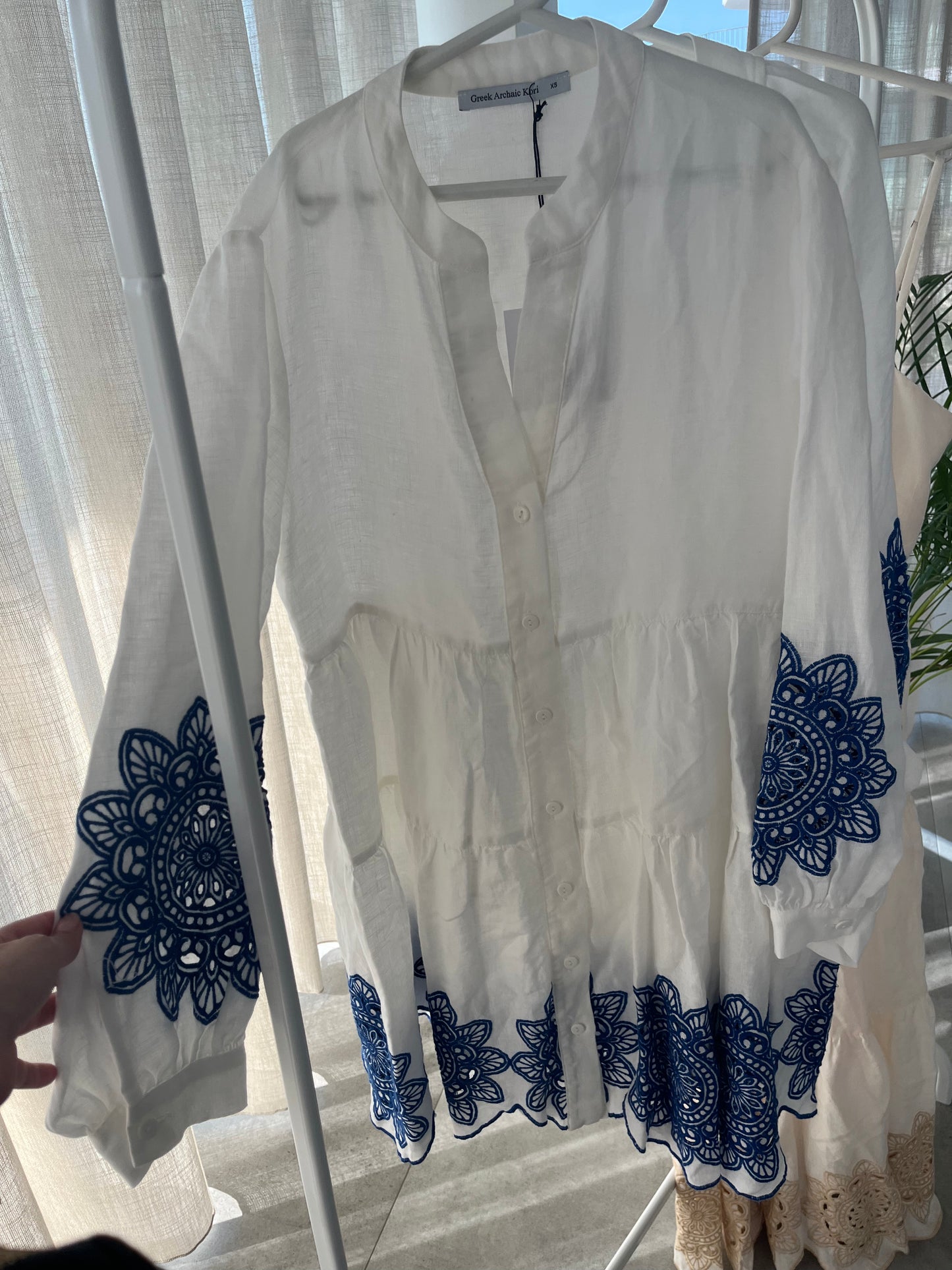 Jurk | Greek Archaic Kori White/Blue - For Models and Mermaids