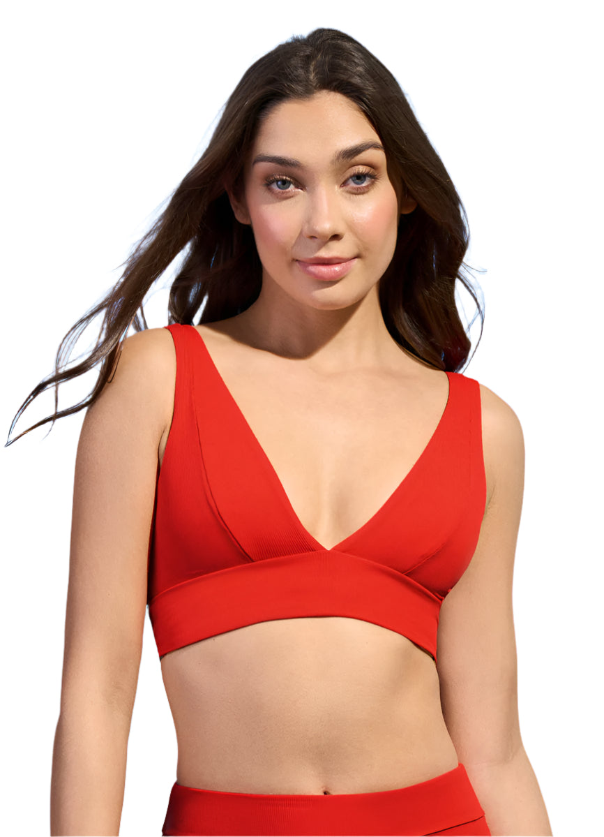 Bikini Top | Maaji Crimson Paradise Long Line Triangle - For Models and Mermaids