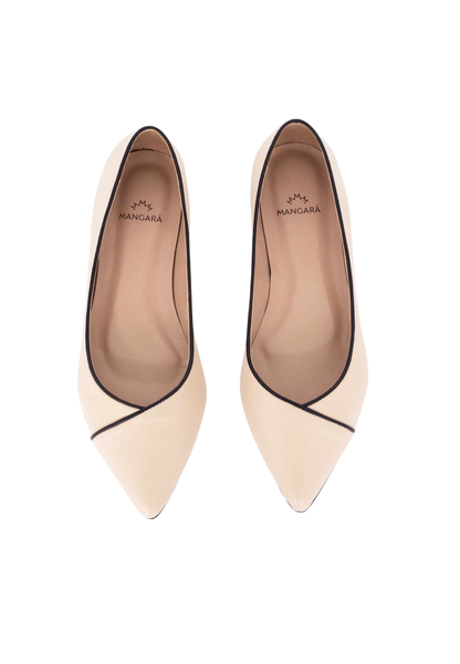 Ariri Beige Leather Ballerinas – Comfort Flat