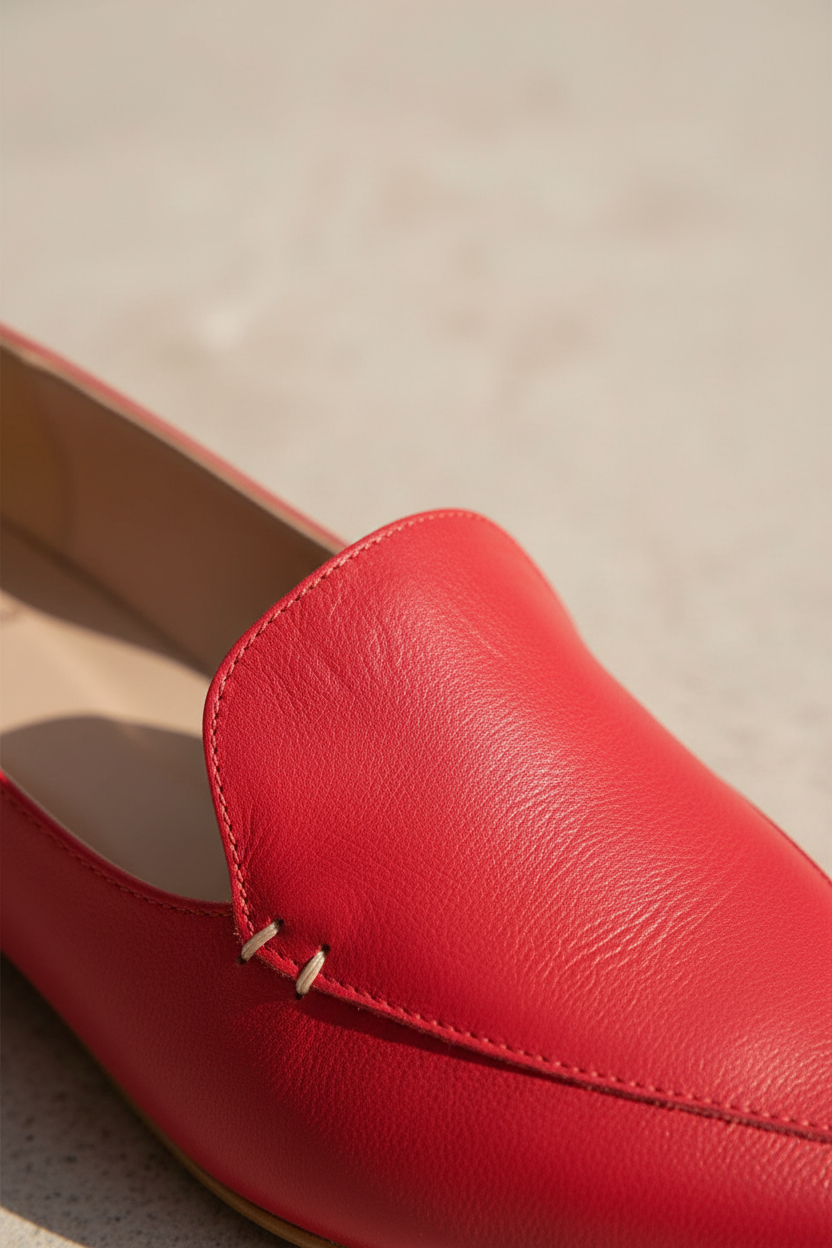 Butiá Red Leather Ballerinas – Pointed-Toe Flat