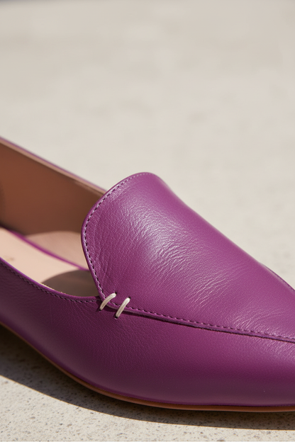 Butiá Purple Leather Ballerinas – Pointed-Toe Flat