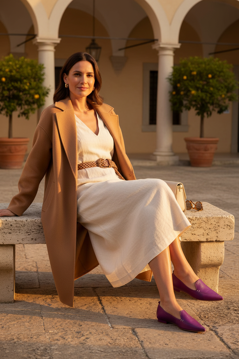 Butiá Purple Leather Ballerinas – Pointed-Toe Flat