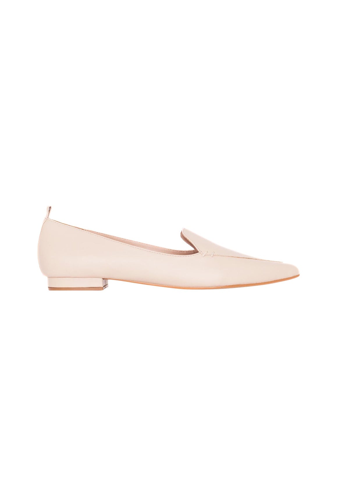 Butiá Beige Leather Ballerinas – Pointed-Toe Flat