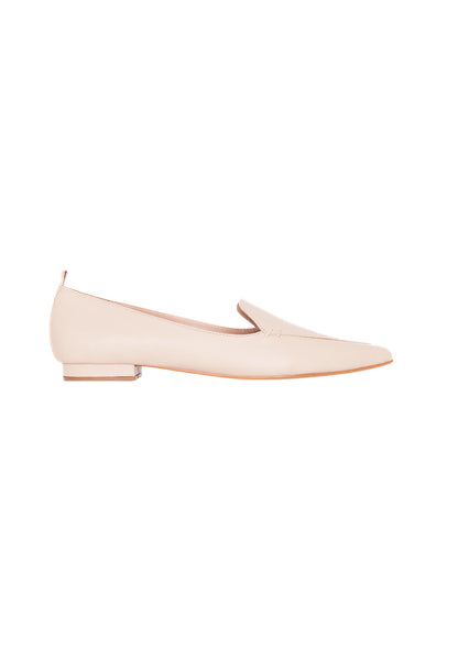 Butiá Beige Leather Ballerinas – Pointed-Toe Flat