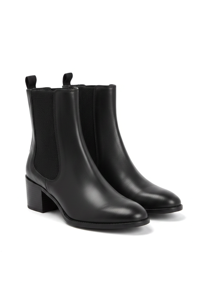 Canna Black Leather Chelsea Ankle Boots – 6.5cm Block Heel