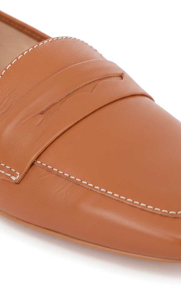 Cipó Caramel Leather Square-Toe Loafers – Flat