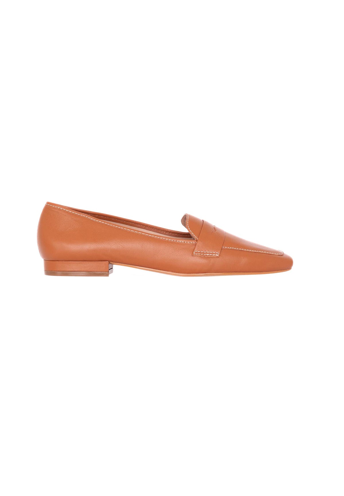 Cipó Caramel Leather Square-Toe Loafers – Flat