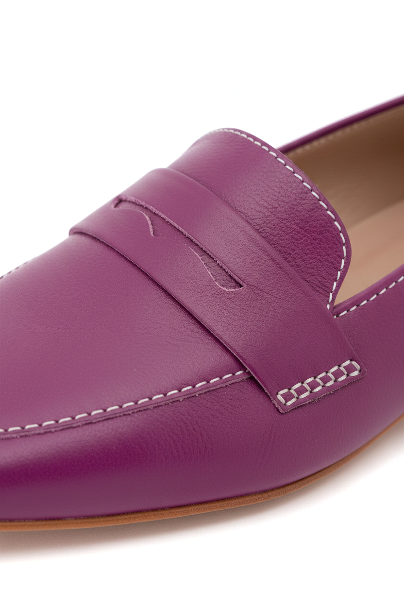 Cipó Purple Leather Square-Toe Loafers – Flat
