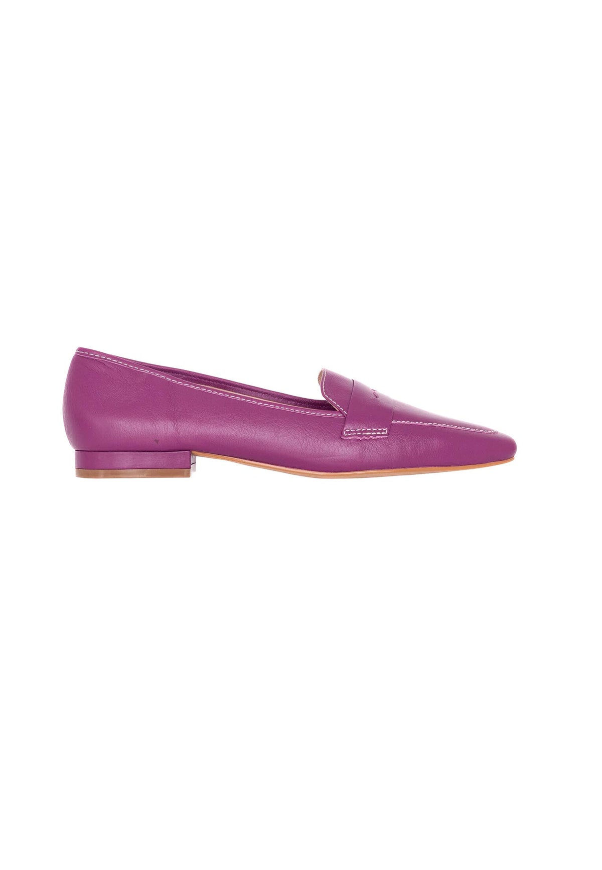 Cipó Purple Leather Square-Toe Loafers – Flat