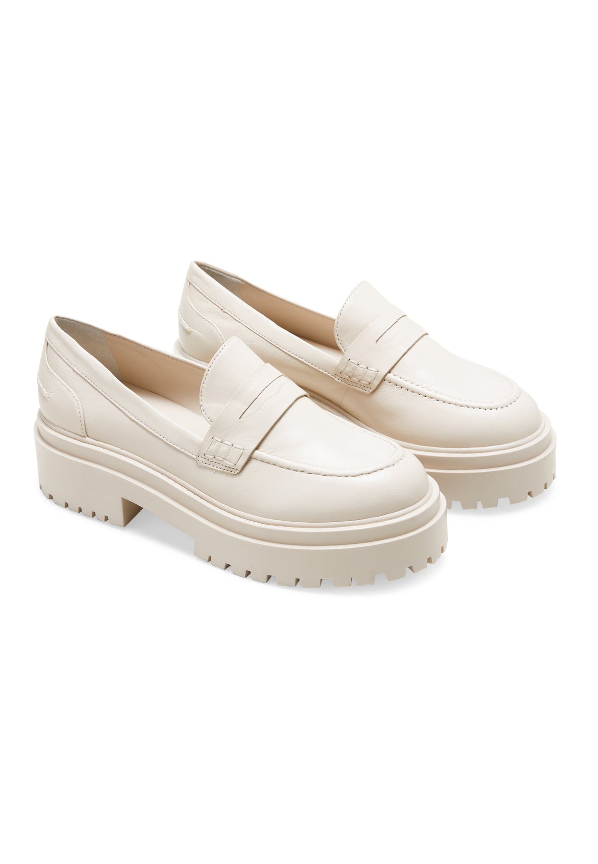Carvalho Off-White Leather Loafers – 6cm Chunky Platform Sole