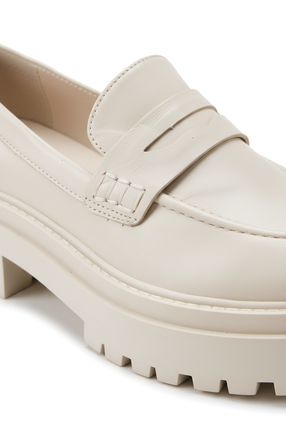 Carvalho Off-White Leather Loafers – 6cm Chunky Platform Sole