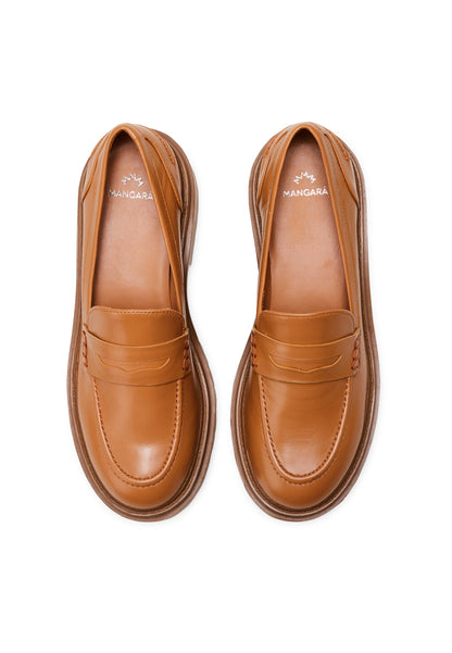 Carvalho Caramel Leather Loafers – 6cm Chunky Platform Sole