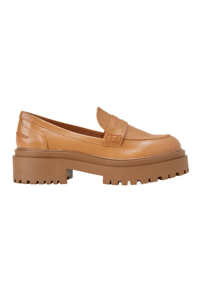 Carvalho Caramel Leather Loafers – 6cm Chunky Platform Sole