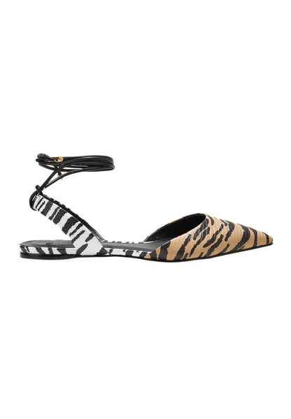 Palmito Animal Print Calf Leather Flat Sandals – Pointed Toe