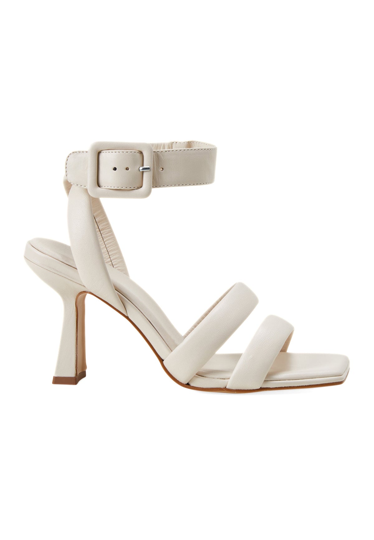 Uvaia Calf White Leather Sandals – 8.5cm Sculpted Heel