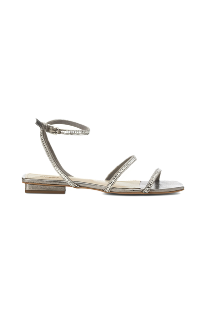 Aroeira Silver Leather Sandals – Crystal Straps