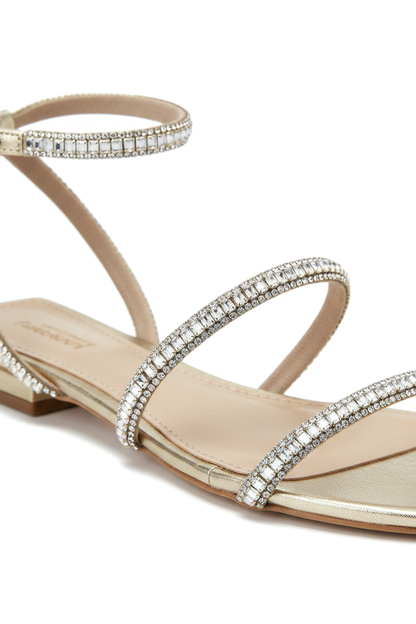 Aroeira Gold Leather Sandals – Crystal Straps