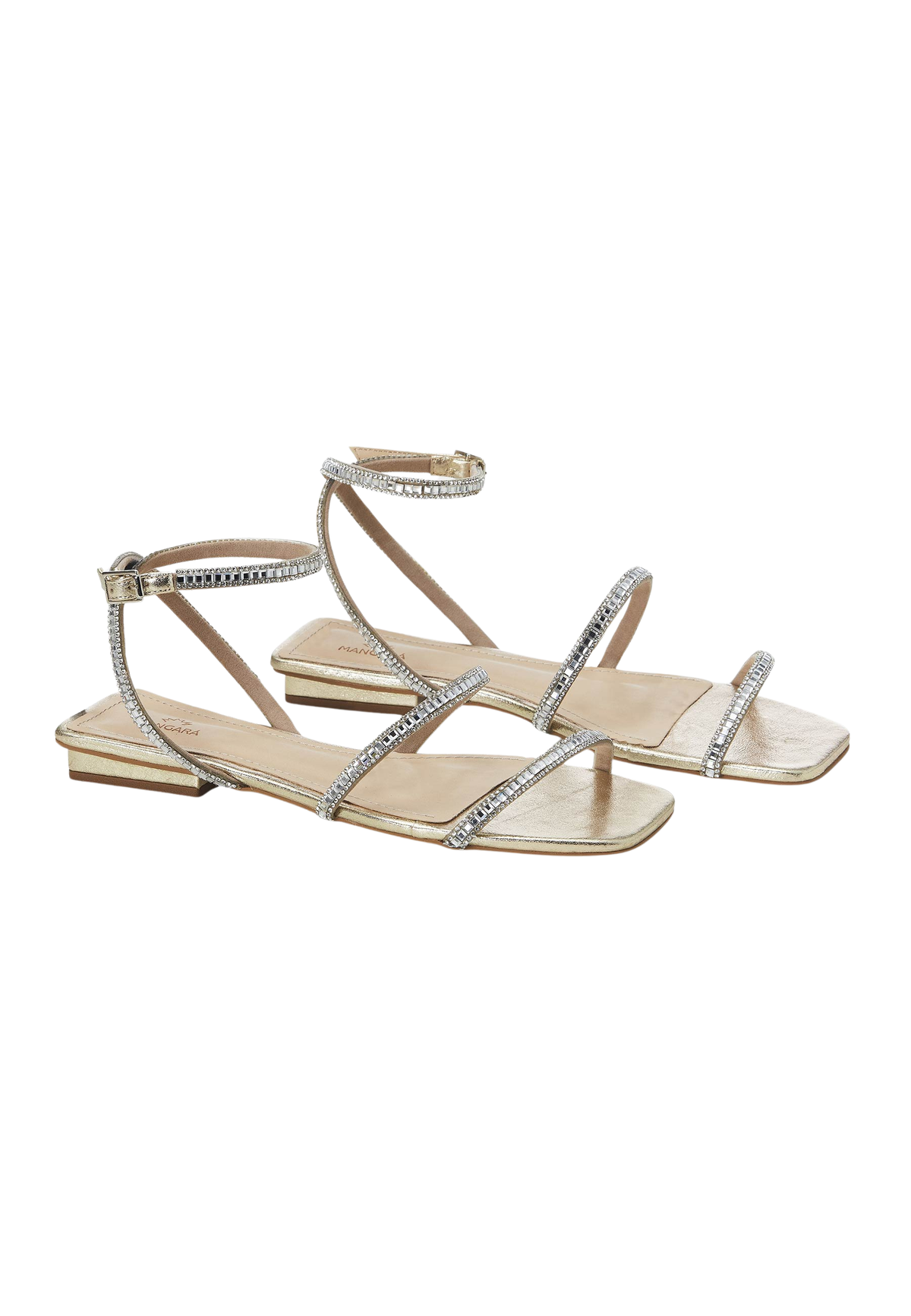 Aroeira Gold Leather Sandals – Crystal Straps