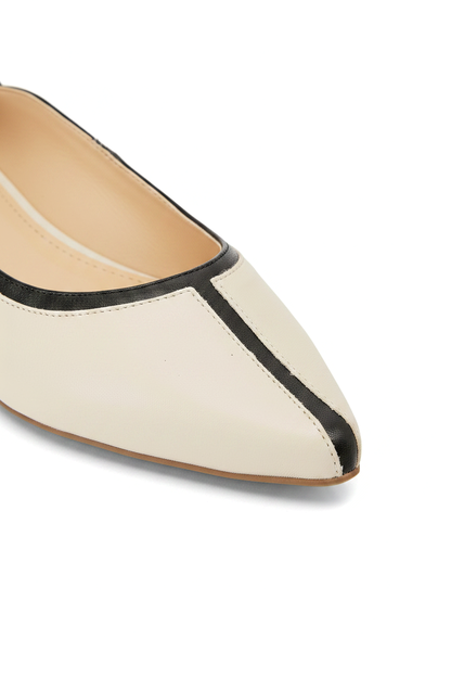 Pitanga Beige Leather Ballerinas