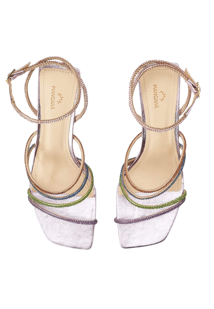 Arca Leather Sandals – Crystal Straps Flat Purple