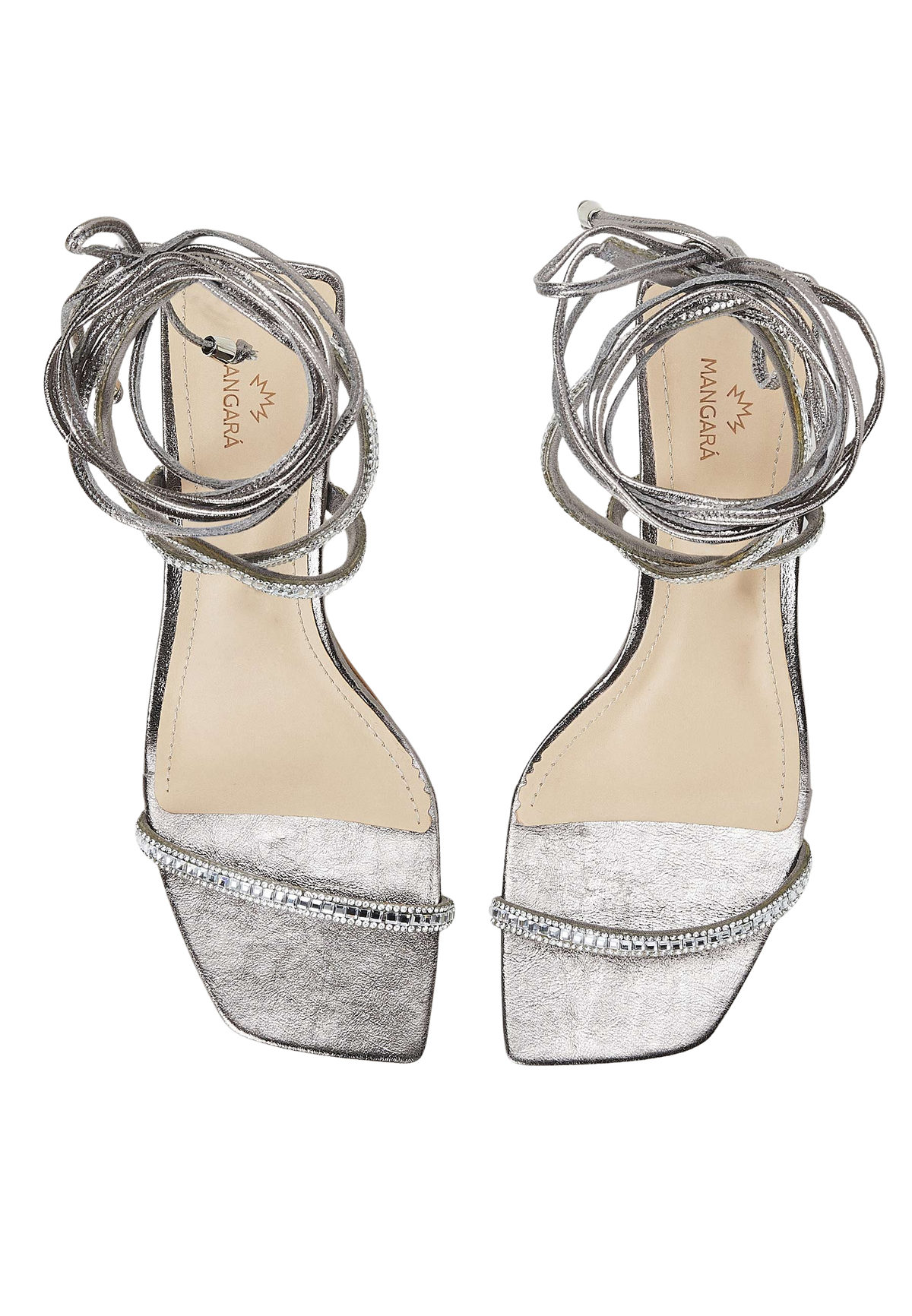 Aroeira Silver Leather Sandals – 8cm Heel