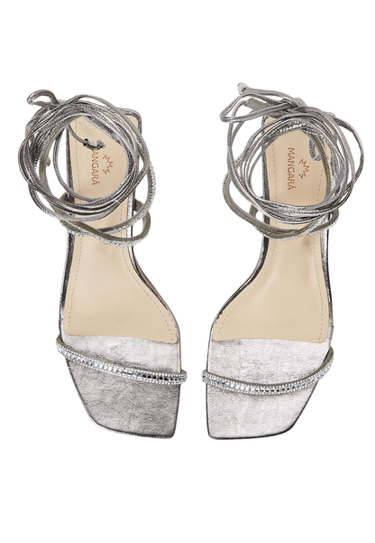 Aroeira Silver Leather Sandals – 8cm Heel