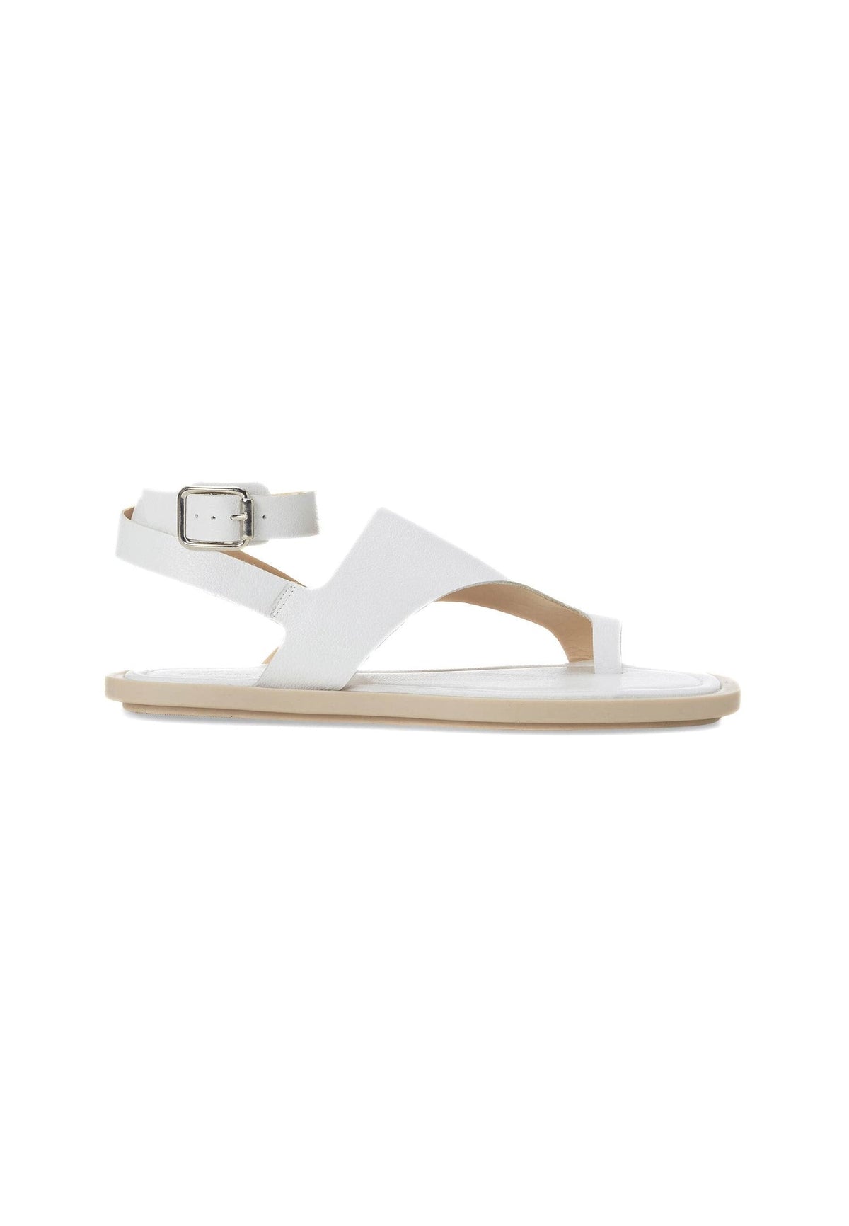 Paineira White Leather Toe-Ring Flat Sandals