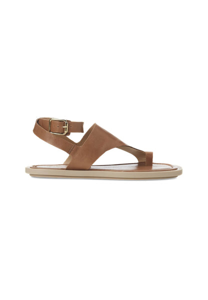 Paineira Caramel Leather Toe-Ring Flat Sandals