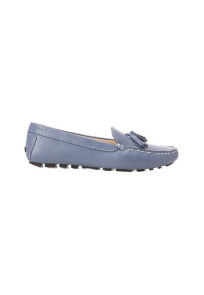 Caviúna Blue Calf Leather Tassel Loafers – Flat