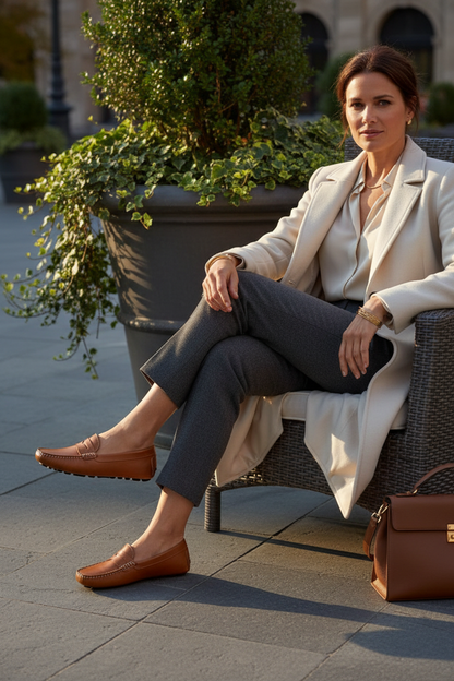Angico Cognac Leather Driving Loafers – Flat Penny Moccasins