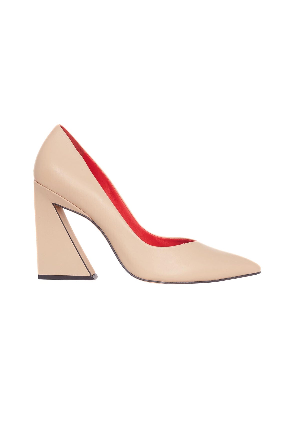 Maraca Leather Pumps – 10cm Geometric Block Heel Beige
