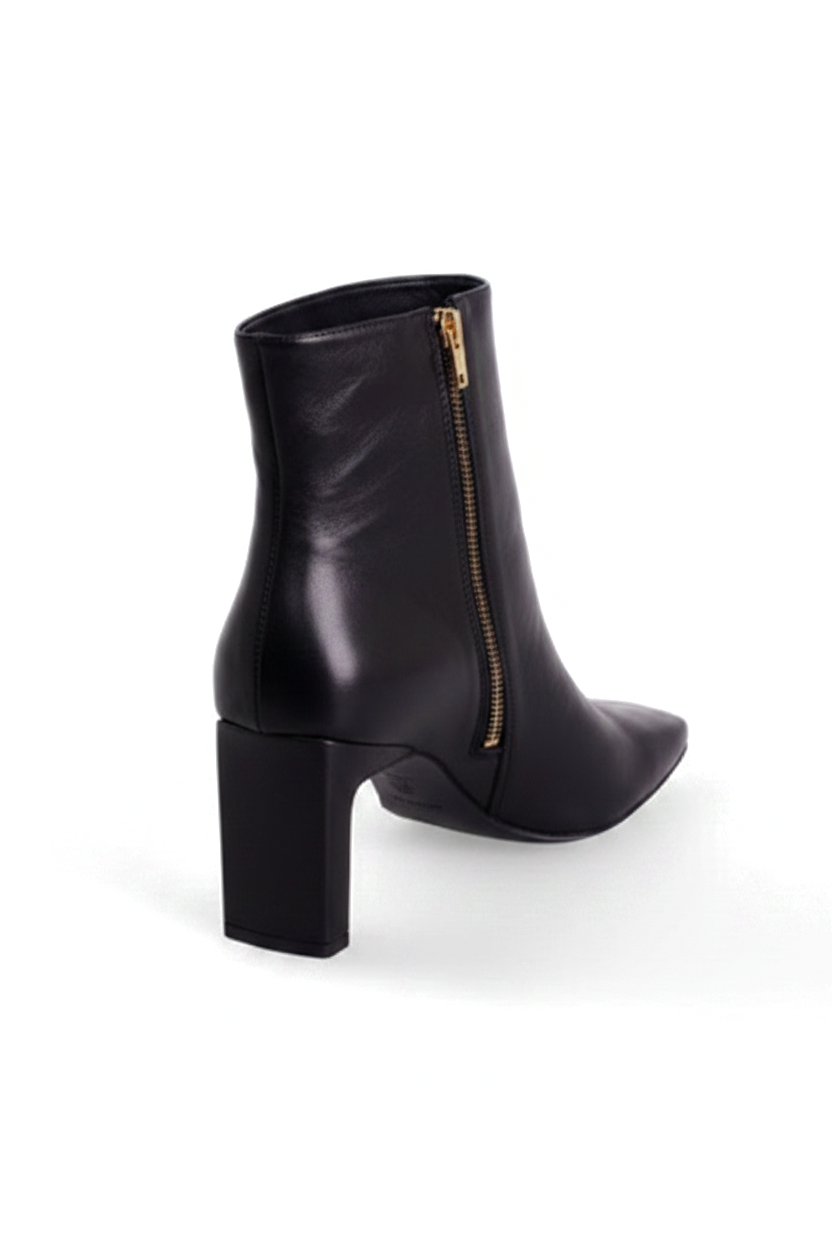 Senna Black Goat Leather Ankle Boots – 7.6cm Block Heel