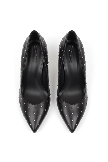 Callisia Black Studded Leather Pumps – 9.5cm Slim Heel