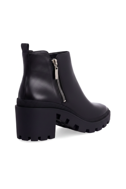 Sophora Black Leather Lug Sole Ankle Boots – 9cm Platform Block Heel