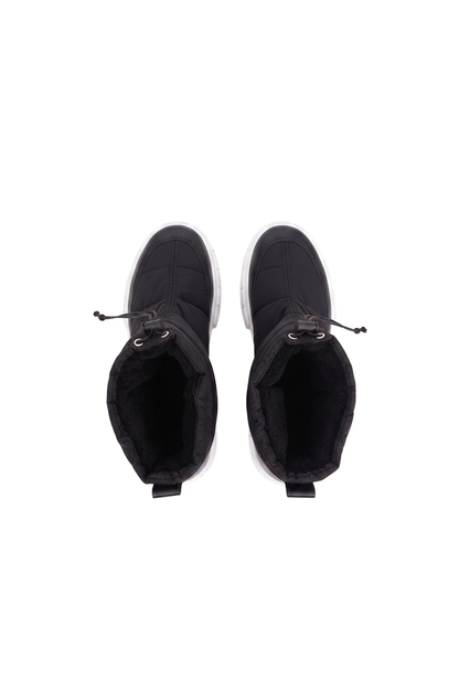 Andira Black Quilted Nylon Waterproof Winter Boots – White Platform Sole