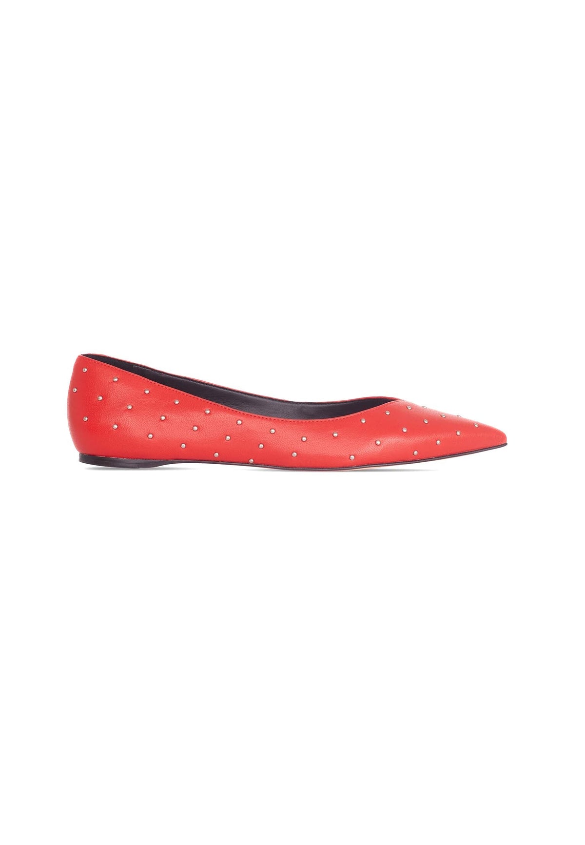 Hamelia Red Leather Ballerinas – Pointed-Toe Studs