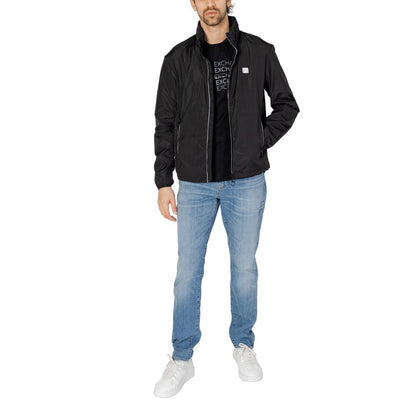 Armani Exchange Black Polyester Jackets & Coat