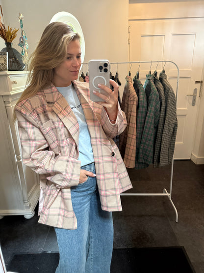 Oversized Blazer Beige Roze Dames | Ambika