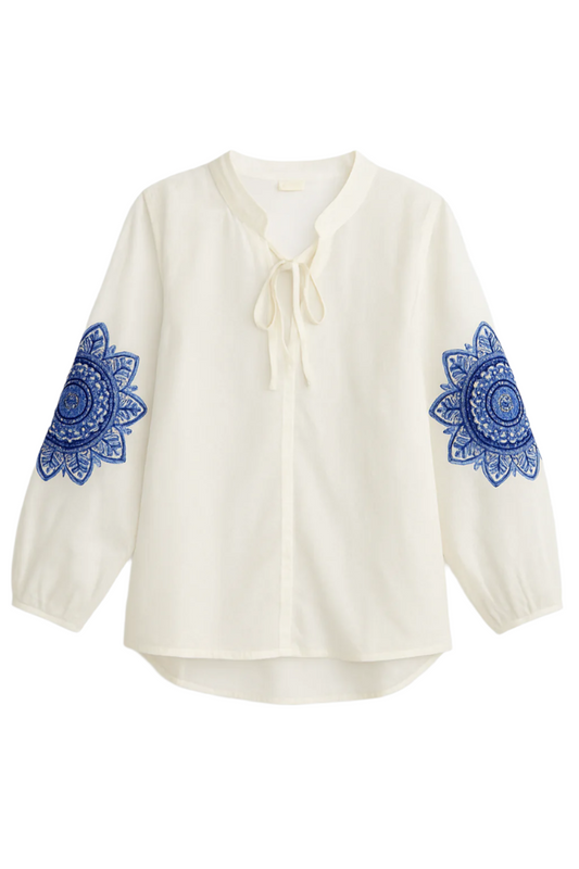 Blouse | Greek Archaic Kori White/Blue