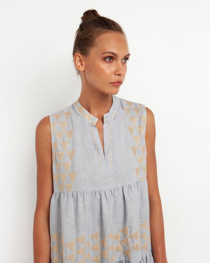 Jurk | Greek Archaic Kori Grey/gold - For Models and Mermaids