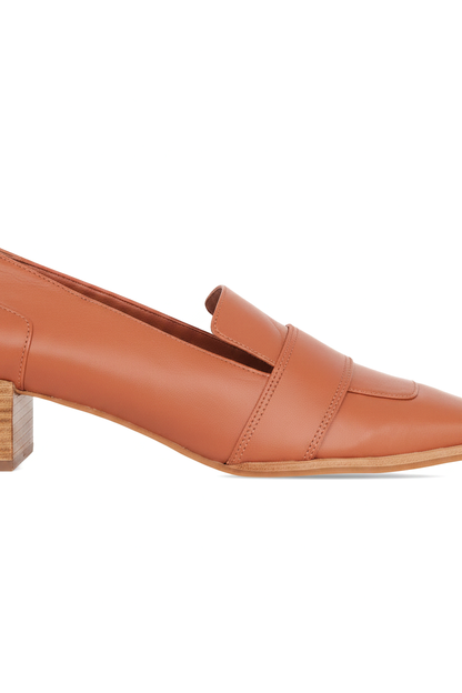 Louro Loafers in Caramel Calf Leather – 4cm Block Heel