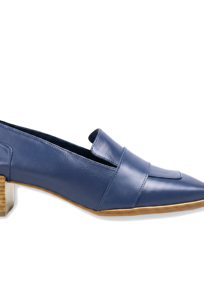 Louro Loafers in Blue Calf Leather – 4cm Block Heel