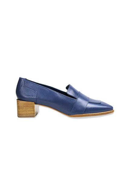 Louro Loafers in Blue Calf Leather – 4cm Block Heel