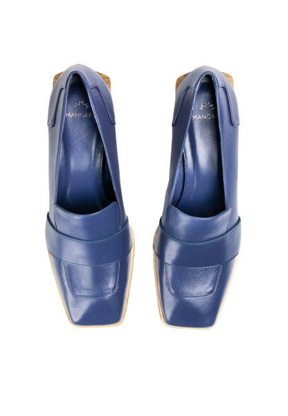Louro Loafers in Blue Calf Leather – 4cm Block Heel
