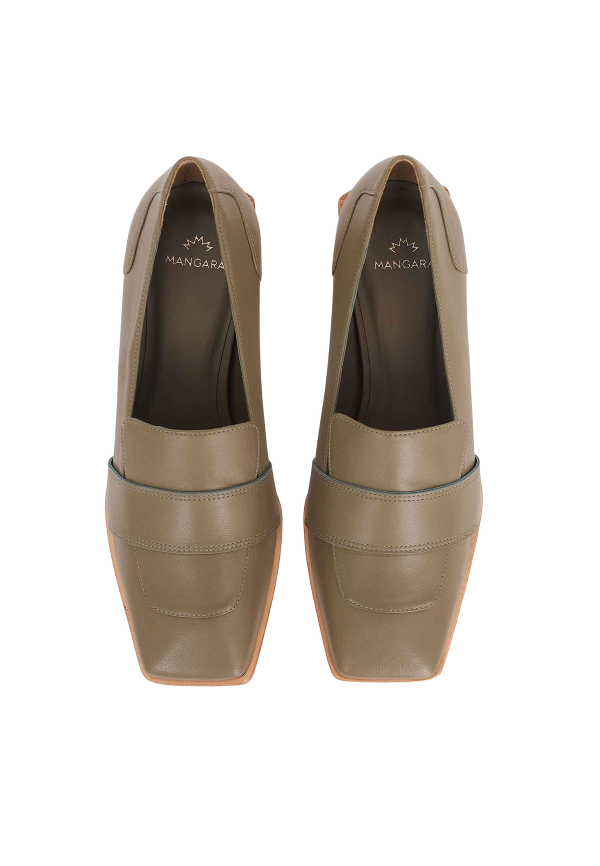 Louro Loafers in Olive Green Calf Leather – 4cm Block Heel