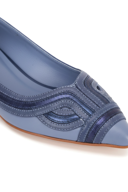 Begonia Blue Leather Ballerinas – Pointed Toe Flats